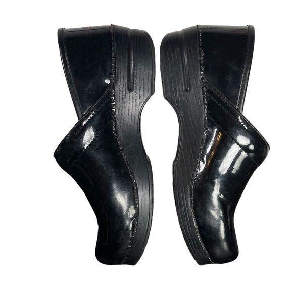 DANSKO Black Petrol Patent Leather Professional Clogs Womens Shoes SIZE 41 Nurse - Picture 2 of 11